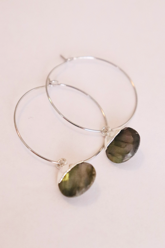 1" - Med Electroplated Gem Drop Hoops