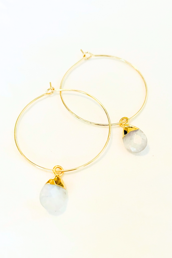 1" - Med Electroplated Gem Drop Hoops