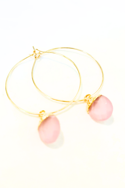1" - Med Electroplated Gem Drop Hoops