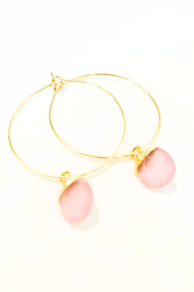 1" - Med Electroplated Gem Drop Hoops