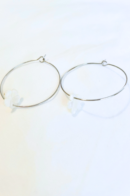 1" - Mini Mother of Pearl Plumeria Hoops