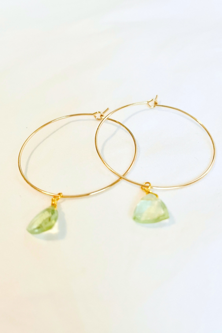 1" Mini Hoops ~ Wire Wrapped Faceted Gemstone