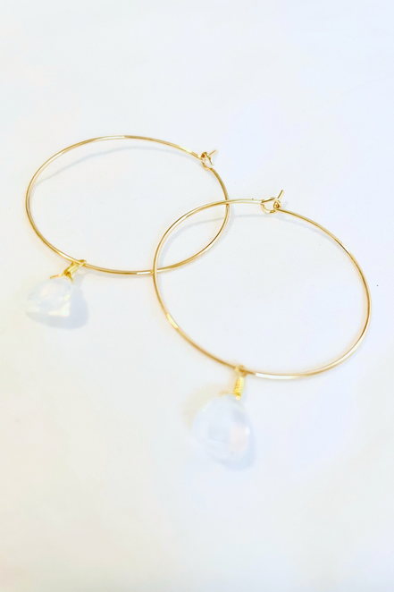 1" Mini Hoops ~ Wire Wrapped Faceted Gemstone