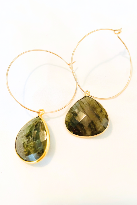1" Mini Hoop - 20 MM XL Gemstone Earrings