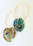 Abalone Monstera Medium Earring
