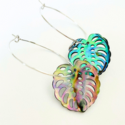 Abalone Monstera Medium Earring