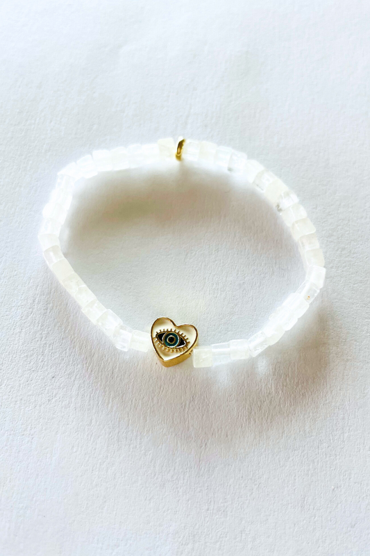 Snow Quartz Evil Eye Protection Bracelet