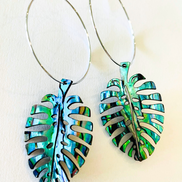 Abalone Monstera Medium Earring