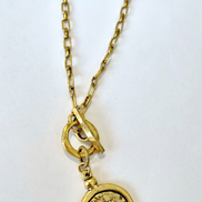 Ancient Greek Coin Clip Chain Toggle Necklace