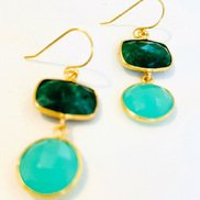 Artistic Multi-Gem Drop Earrings