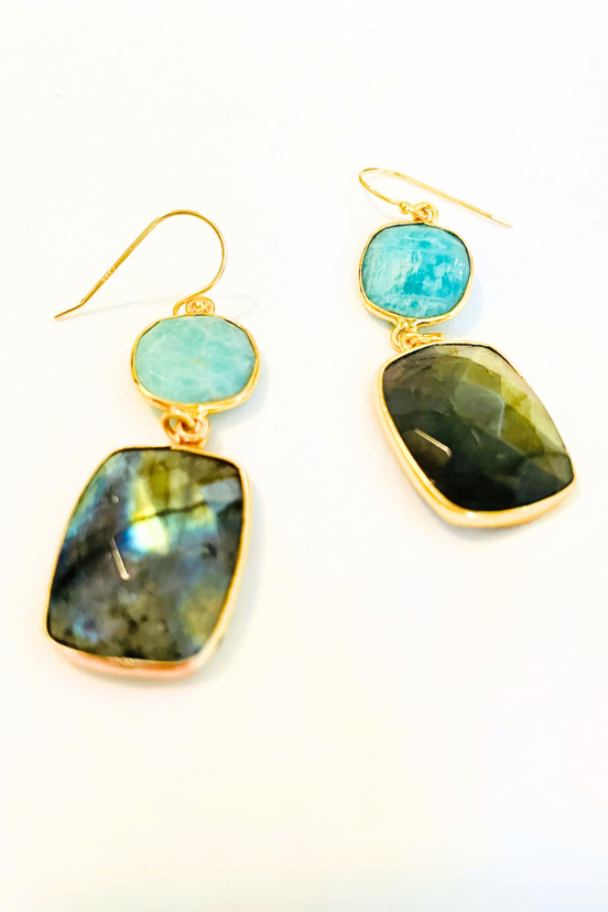 Artistic Multi-Gem Drop Earrings