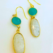 Artistic Multi-Gem Drop Earrings