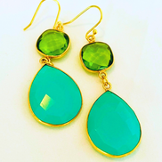 Artistic Multi-Gem Drop Earrings