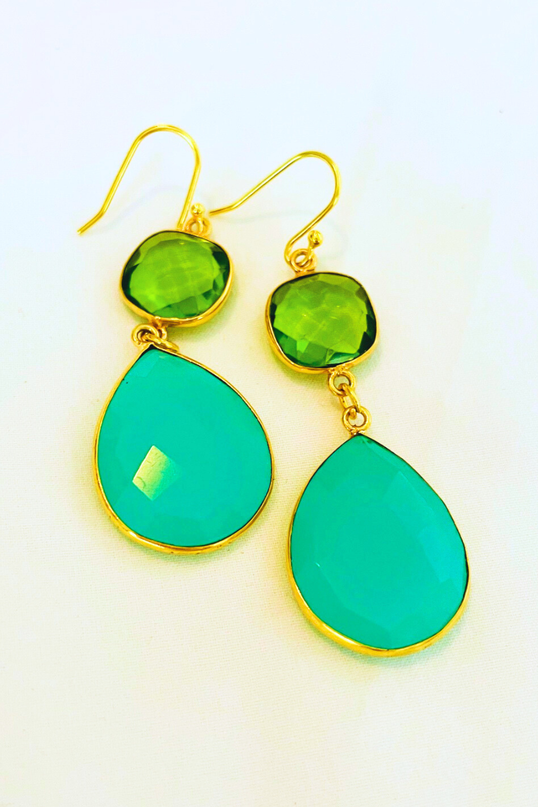 Artistic Multi-Gem Drop Earrings