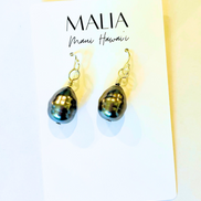 Baroque Black Pearl Dangle Earrings - 12-15MM