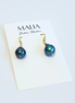 Baroque Green Black Pearl Dangle Earrings - 12-15MM