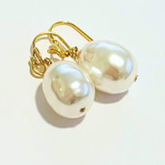 Baroque White Pearl Dangle Earring - 12-15MM