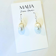 Baroque White Pearl Dangle Earring - 12-15MM