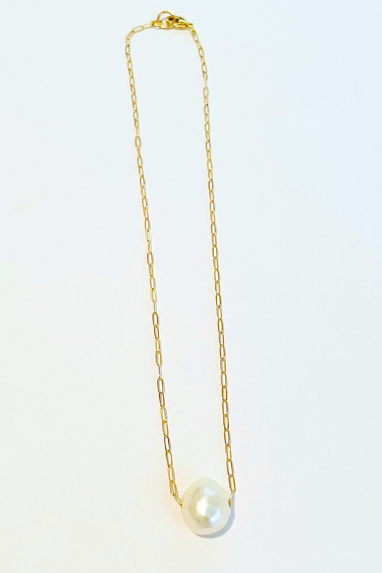Baroque Freshwater Pearl Paperclip Necklace