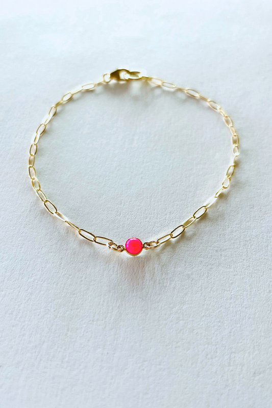 Dainty Opal Paperclip Bracelet