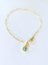 Evil Eye Protector Gold Paperclip Bracelet