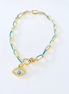 Evil Eye Protector Enamel Paperclip Bracelet