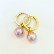 Freshwater Pearl Drop Huggie Hoop Earrings