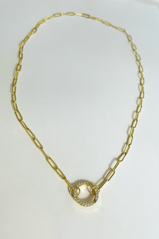Pave Infinity Paperclip Necklace