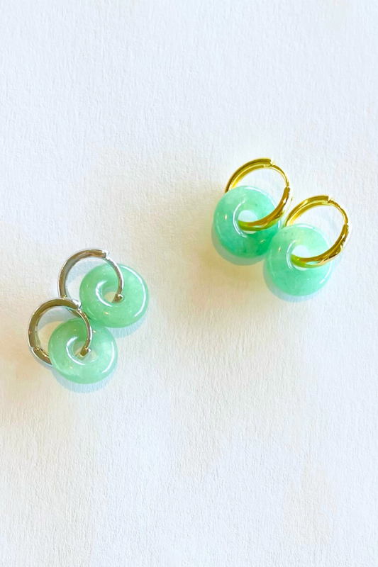 Jade Donut ~ Huggie Hoops