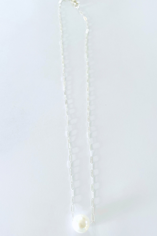 Mahina Pearl Floating Silver Necklace