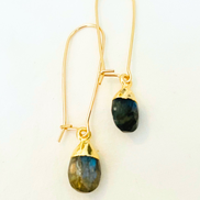 Med Bezel Healing Gem Electroplated Drop Earrings