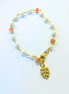 Mini Monstera Sunstone + Pearl Bracelet