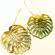Mother of Pearl Monstera Earring - XL
