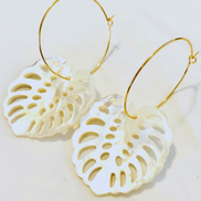 Mother of Pearl Monstera Earring - XL
