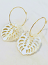 Mother of Pearl Monstera Earring - XL