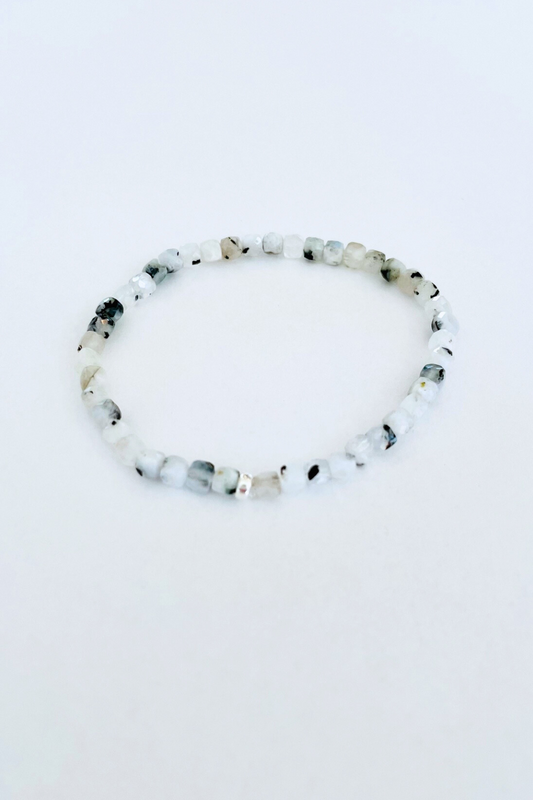 Natural Rainbow Moonstone Cubed Healing Bracelet