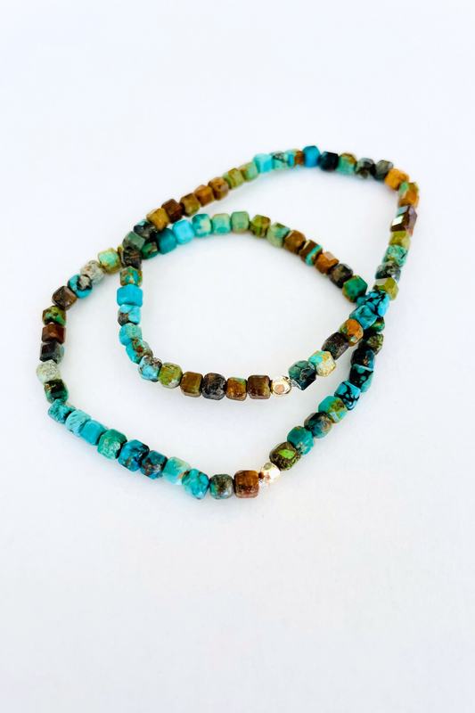 Natural Turquoise Cube Bead ~ Healing Bracelet