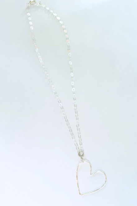 Open Heart 18" Silver Necklace