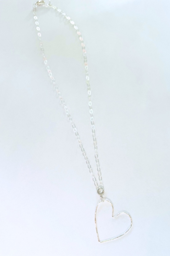 Open Heart 18" Silver Necklace