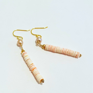 Pink Sands Shell Gem/Pearl Earrings