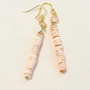 Pink Sands Shell Gem/Pearl Earrings