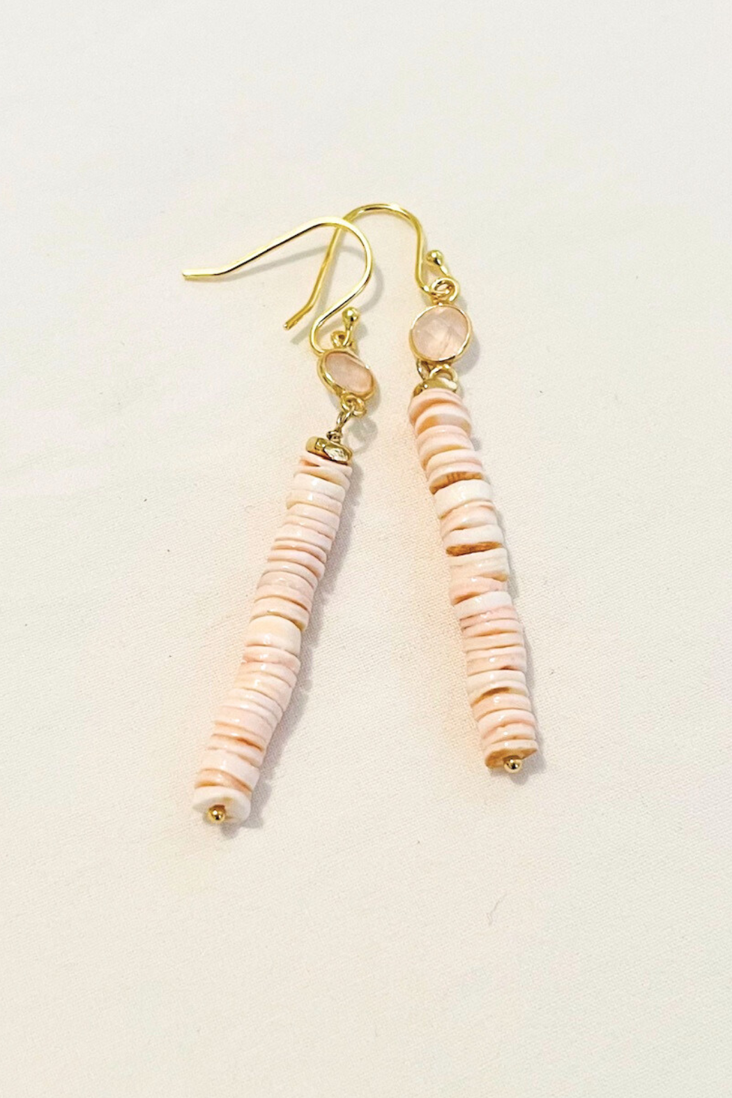 Pink Sands Shell Gem/Pearl Earrings