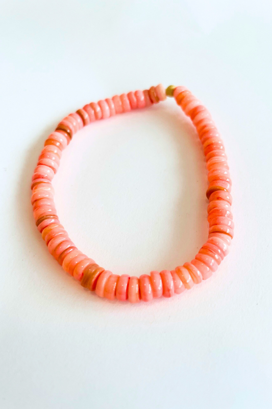 Pink Shell Heishi Beach Bracelet