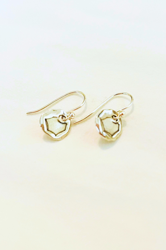 Rustic Mini Sterling Silver Disc Drop Earring