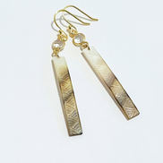 Lauhala + Gem Carved Shell Pearl Earrings