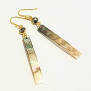 Lauhala + Gem Carved Shell Pearl Earrings