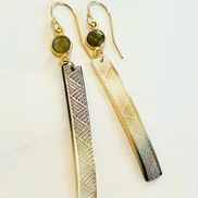 Lauhala + Gem Carved Shell Pearl Earrings