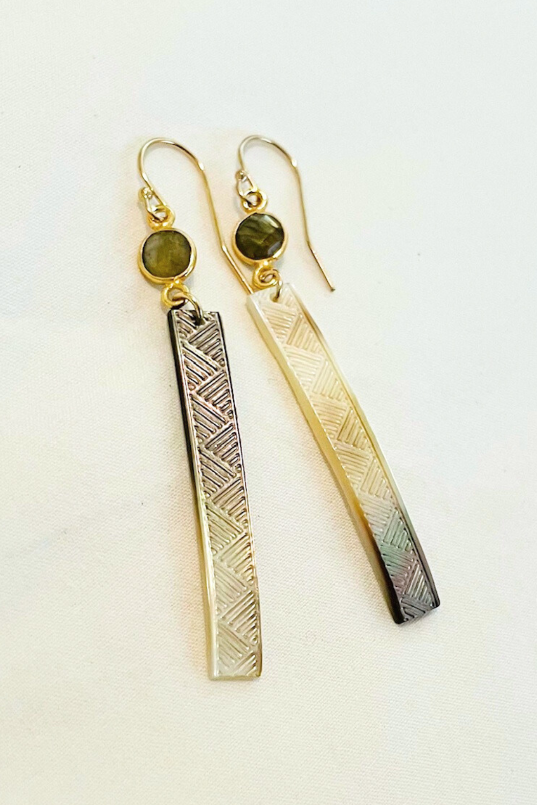 Lauhala + Gem Carved Shell Pearl Earrings