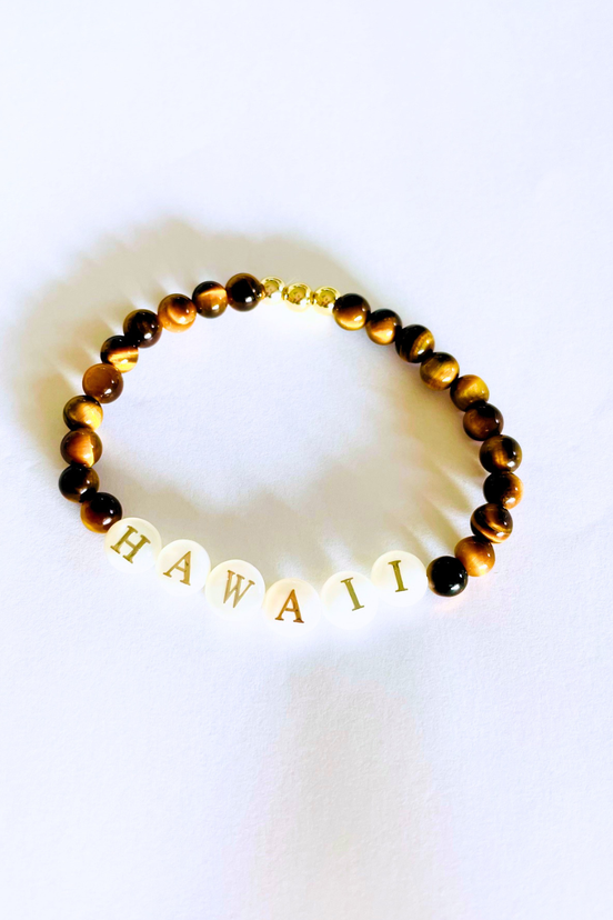 Hawaiian word mother of pearl gem friendship bracelet