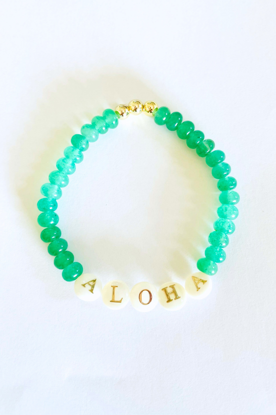 Hawaiian word mother of pearl gem friendship bracelet